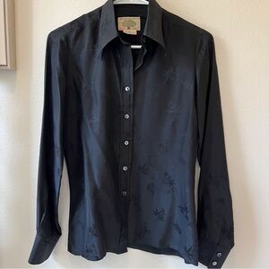 Vintage Organically Grown by Arpeja Black Silk Button-Up Shirt